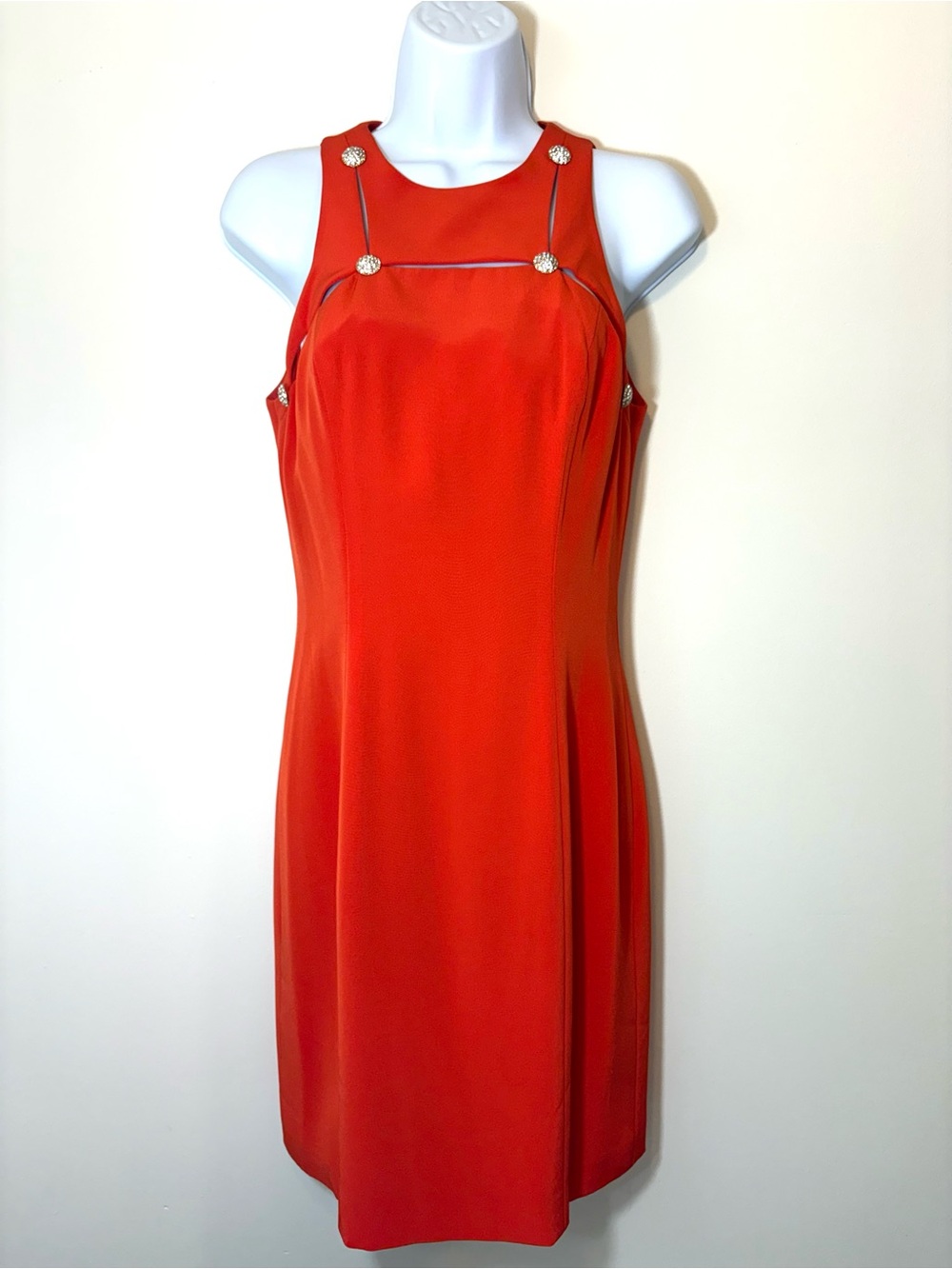 Niteline Red-Orange Cutout Rhinestone Dress  SIZE 6